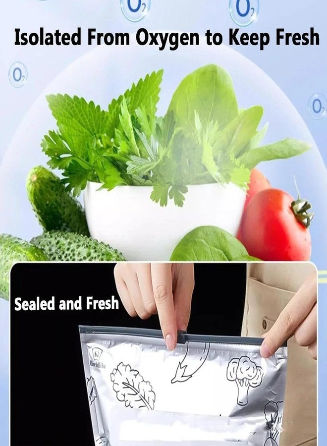 LISHER 30PCS Reusable Aluminum Foil Sealable Storage Bags - Variety Sizes for Kitchen Food Storage & Freezing, Stand-Up Bottom Design, with Label and Zip Lock for Food Keep Fresh(5S/10M/15L) - Image 4